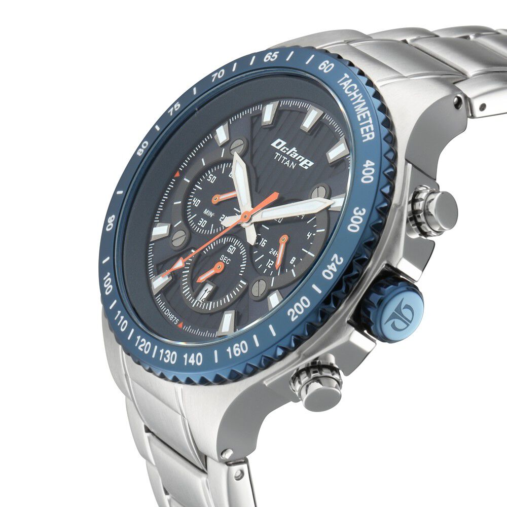 Buy Online Titan Quartz Chronograph Black Dial Stainless Steel Strap Watch for Men 90092km01 Titan