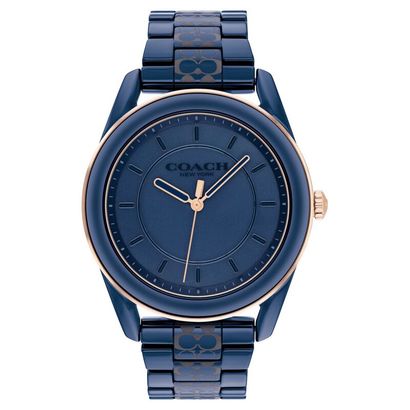 Coach Quartz Analog Blue Dial Ceramic Strap Watch for Women