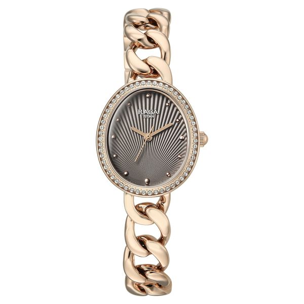 Titan Raga Spotlight Quartz Analog Grey Dial Rose Gold Metal Strap Watch For Women - image number 0