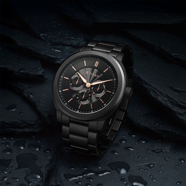Titan Regalia Arc Analog with Day Date Second Subdial and Black Dial Black Stainless Steel Strap Watch for Men - image number 0
