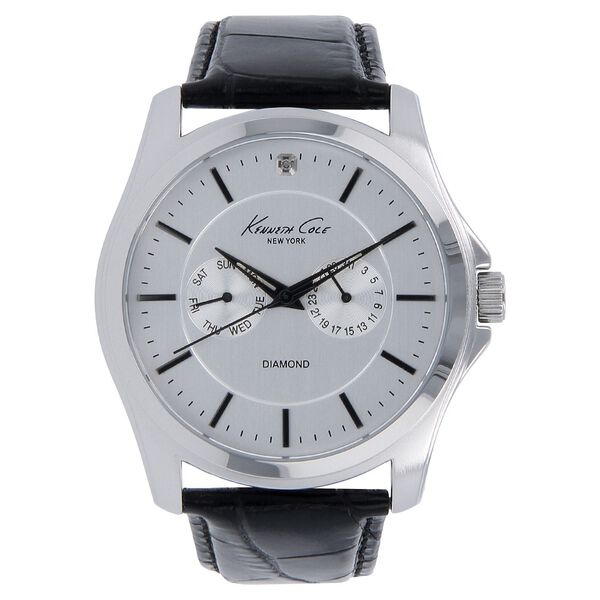 Kenneth Cole Quartz Multifunction Silver Dial Leather Strap Watch for Men - image number 0