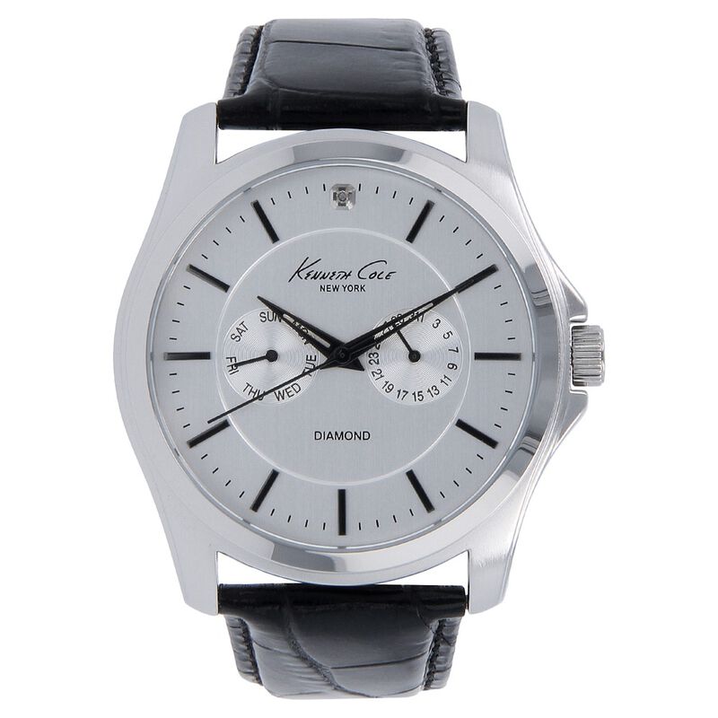 Kenneth Cole Quartz Multifunction Silver Dial Leather Strap Watch for Men
