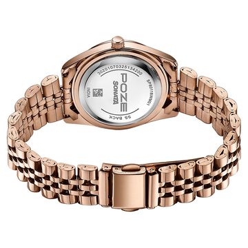 Sonata Poze Quartz Analog Silver Dial Rose Gold Colour Stainless Steel Strap Watch For Women