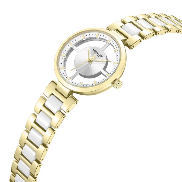 Kenneth Cole Quartz Analog Silver Dial Golden Colour Ceramic Strap Watch For Women - image number 3