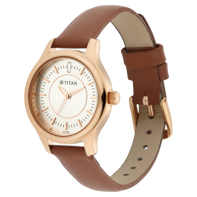 Titan Quartz Analog Silver Dial Leather Strap Watch for Women - image number 2