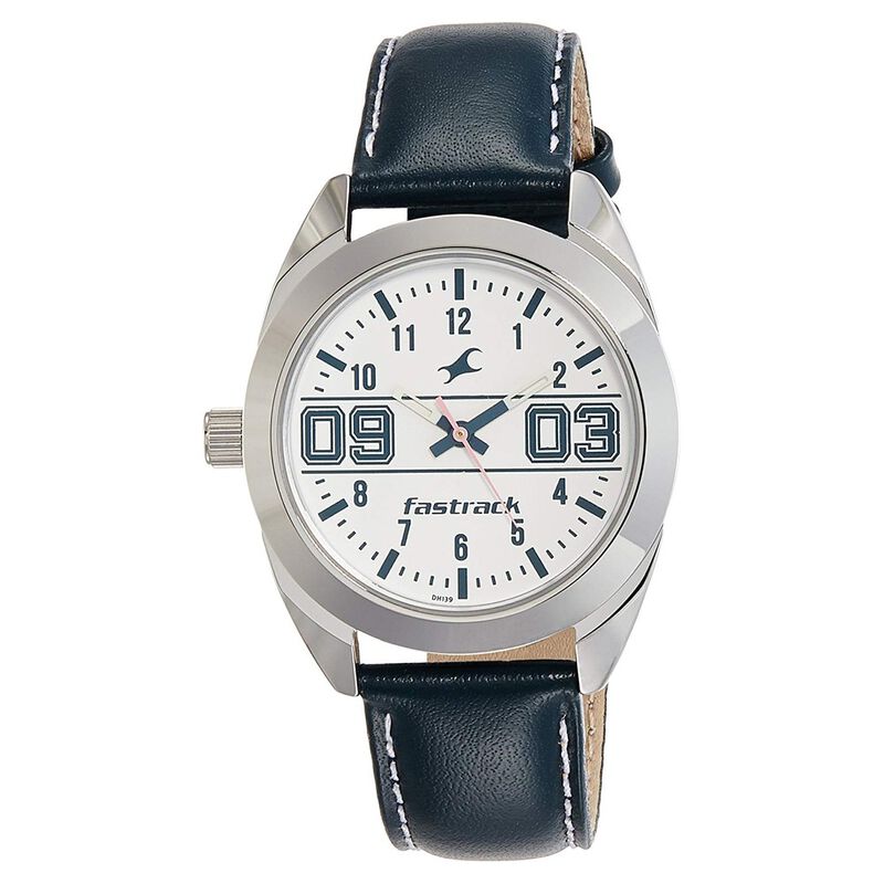 Fastrack Varsity Quartz Analog White Dial Leather Strap Watch for Girls