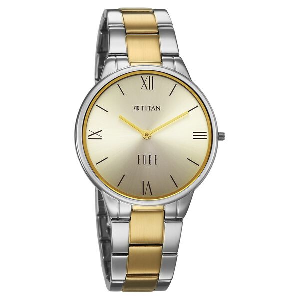 Titan Edge Gleam Quartz Analog Champagne Dial Two Toned Stainless Steel Strap Watch For Women - image number 1