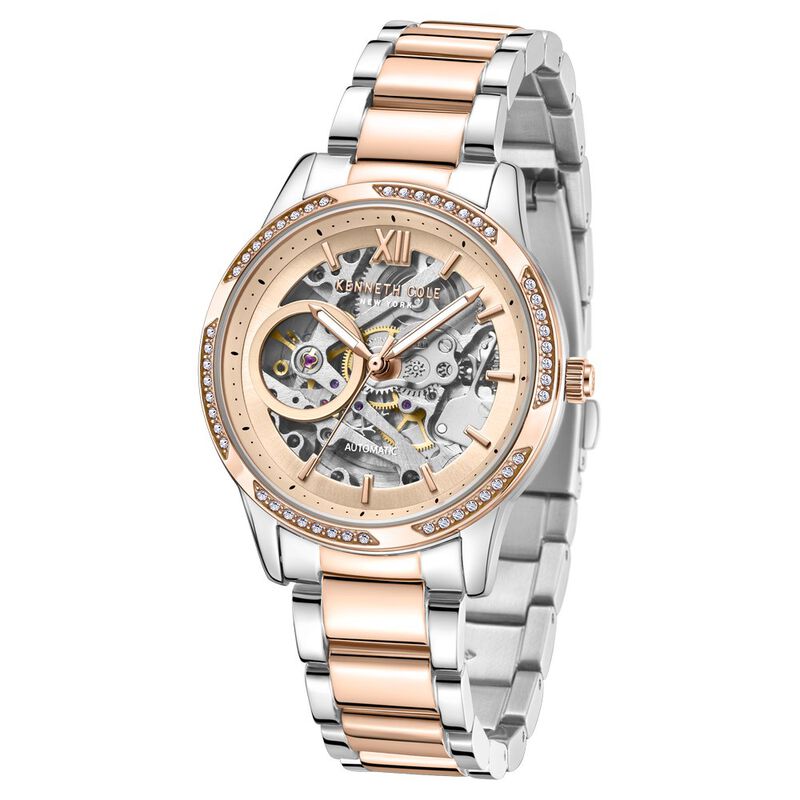 Kenneth Cole Automatic Rose Gold Dial Stainless Steel Strap Watch for Women - image number 1