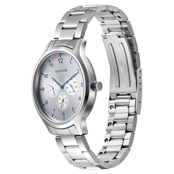Sonata Quartz Analog Silver Dial Metal Strap Watch for Men - image number 1