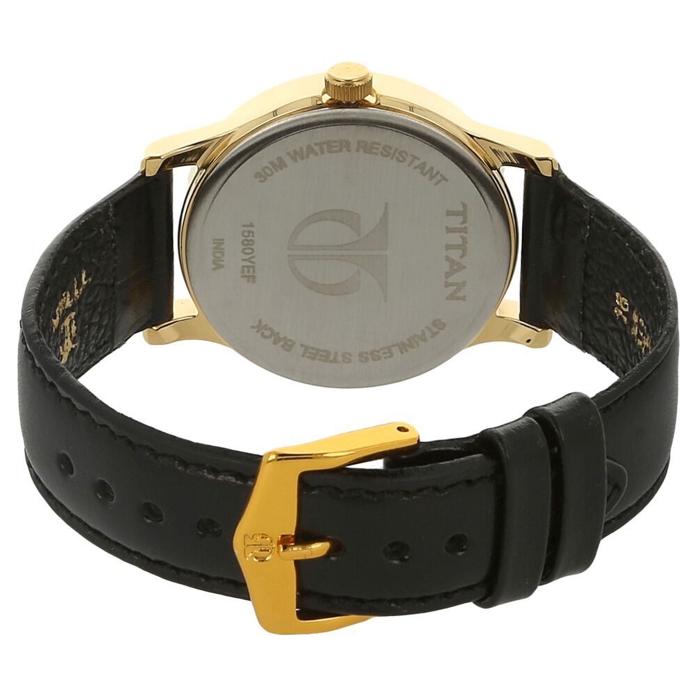Titan Quartz Analog with Day and Date White Dial Leather Strap Watch for Men