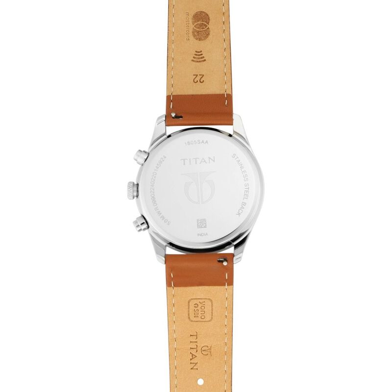 Titan Pay White Dial Quartz Multifunction Leather Strap watch for Men - image number 6