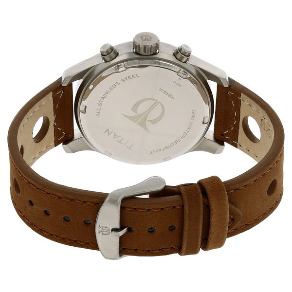 Titan Quartz Chronograph Silver Dial Leather Strap Watch for Men - image number 3