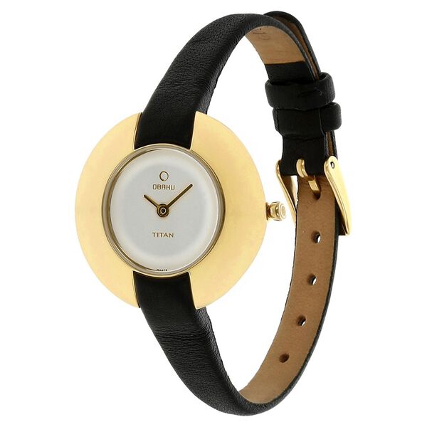 Titan Quartz Analog Silver Dial Leather Strap Watch for Women - image number 1