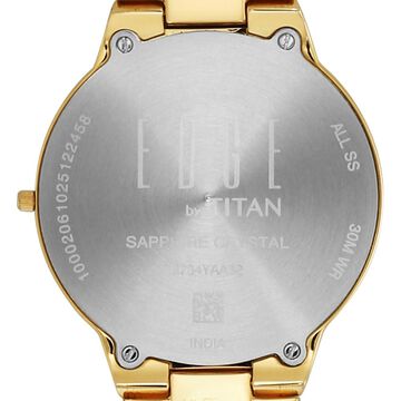 Titan Edge Gleam Quartz Analog Green Dial Golden Stainless Steel Strap Watch For Women