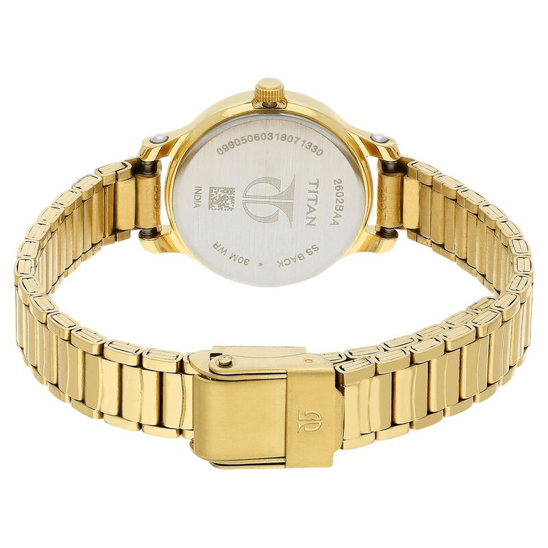 Titan Quartz Analog Champagne Dial Stainless Steel Strap Watch for Women - image number 4