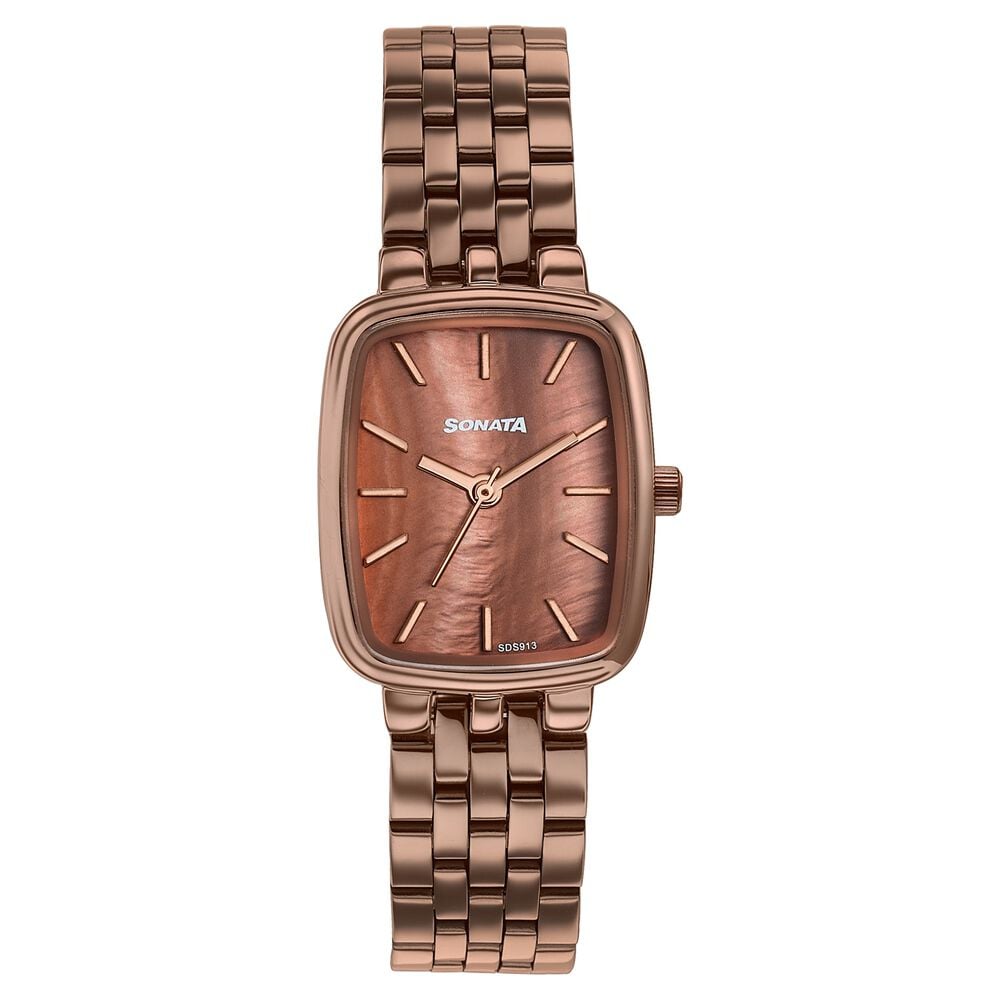 Sonata Festive Quartz Analog Brown Dial Brown Metal Strap Watch For Women-image-22