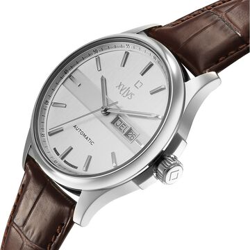 Xylys Automatic Silver Dial Brown Leather Strap Watch For Men