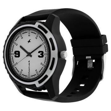 Fastrack Quartz Analog White Dial Plastic Strap Watch for Guys