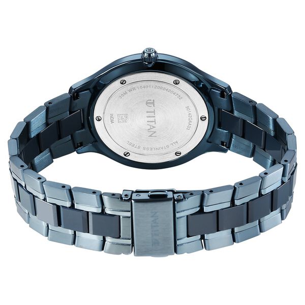 Titan Slim Ceramic Fusion Quartz Analog with Date Blue Dial Stainless Steel Strap Watch For Men - image number 4