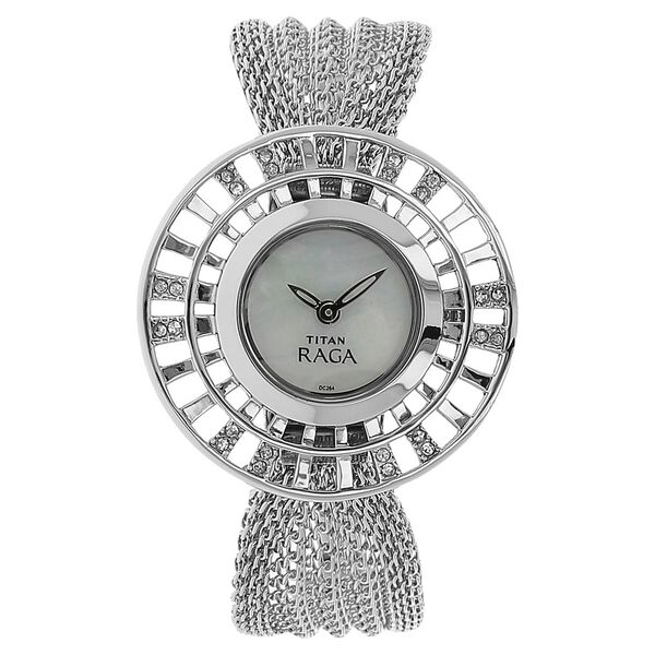 Titan Quartz Analog Mother of Pearl Dial Metal Strap Watch for Women - image number 0