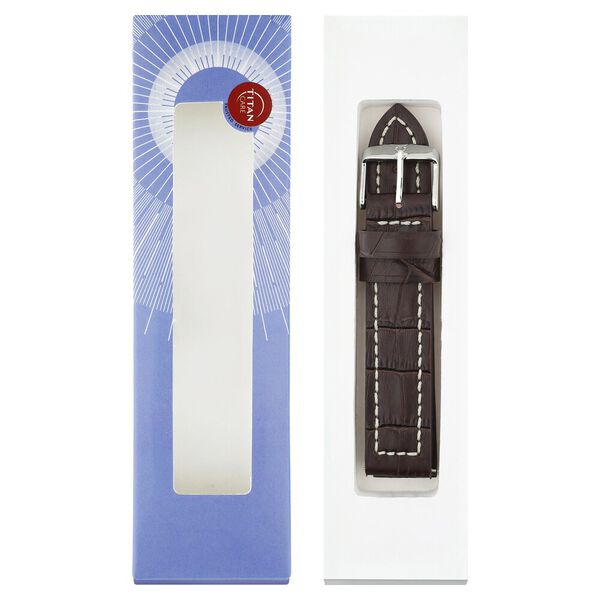 20 mm Brown Genuine Leather Strap for Men - image number 5