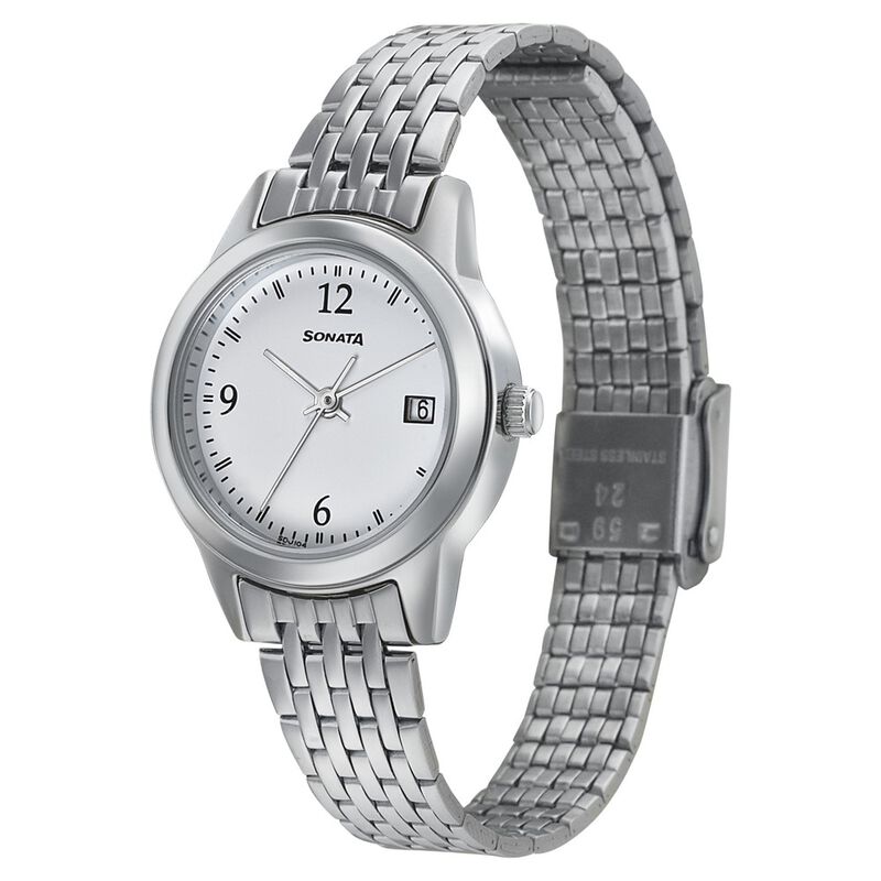 Sonata Mission Mangal White Dial Women Watch With Stainless Steel Strap - image number 1
