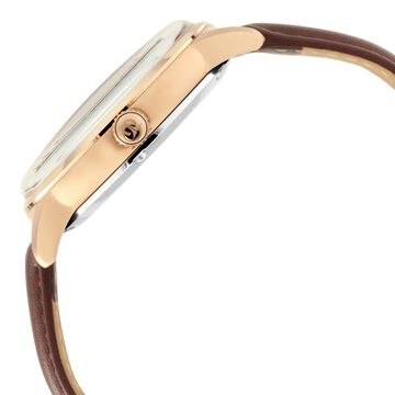 Titan Automatic Silver Dial Brown Leather Strap Watch