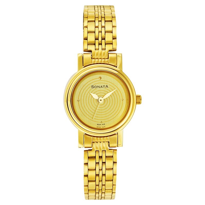 Sonata Quartz Analog Champagne Dial Strap Watch for Women