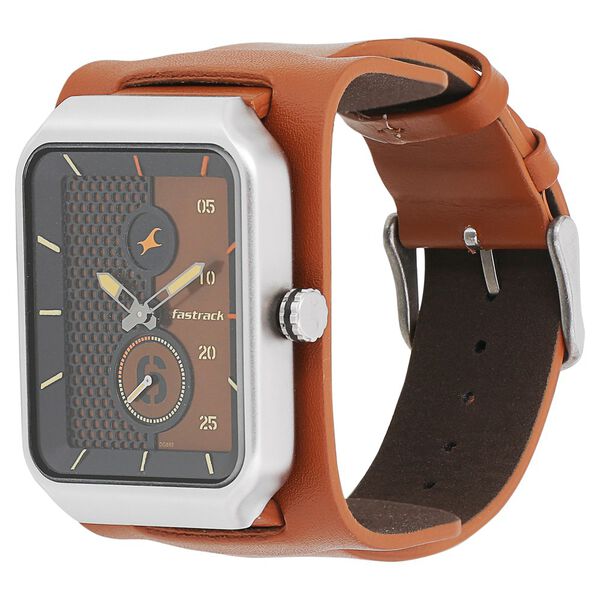 Fastrack Loopholes Quartz Analog Beige Dial Leather Strap Watch for Guys - image number 1