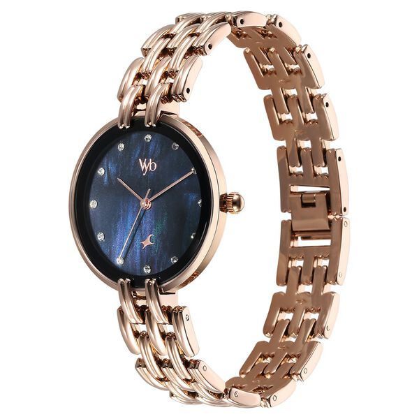 Vyb Eclipse By Fastrack Quartz Analog Mother Of Pearl Dial Metal Strap Watch For Girls - image number 3