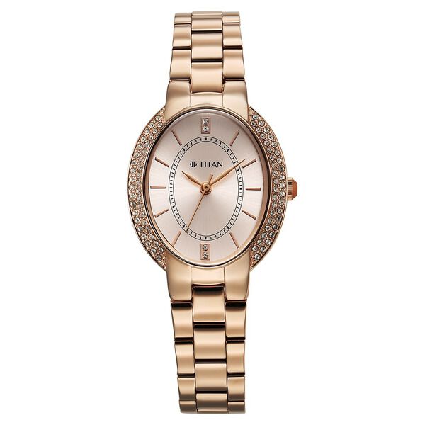 Titan Metro Quartz Analog Rose Gold Dial Stainless Steel Strap Watch For Women - image number 0