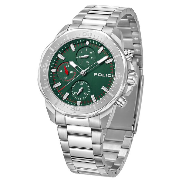 Police Quartz Multifunction Green Dial Silver Stainless Steel Strap Watch For Men - image number 1
