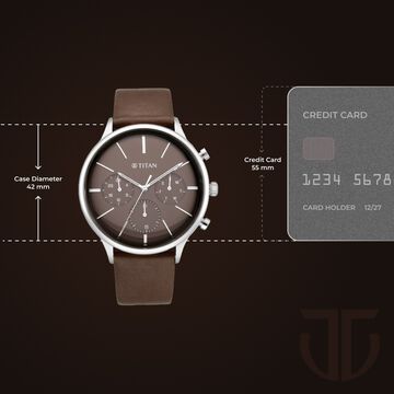 Titan Quartz Multifunction Brown Dial Leather Strap Watch for Men