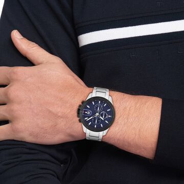 Tommy Hilfiger Quartz Multifunction Blue Dial Silver Stainless Steel Strap Watch For Men