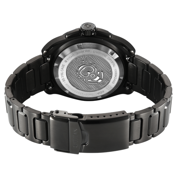 Titan Zero Hour Diver's 300m Automatic Analog with Black Dial Black Stainless Steel & Black FKM Strap Watch for Men - image number 6