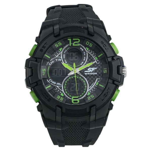 SF Arcade Quartz Analog Digital Dial PU Strap Watch for Men - image number 0