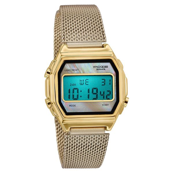 Poze By Sonata Digital Digital Beige Dial Beige Metal Strap Watch For Women - image number 2