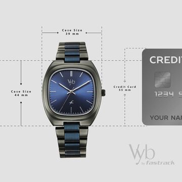 Fastrack Vyb Aviator Quartz Analog Blue Dial Metal Strap Watch For Guys