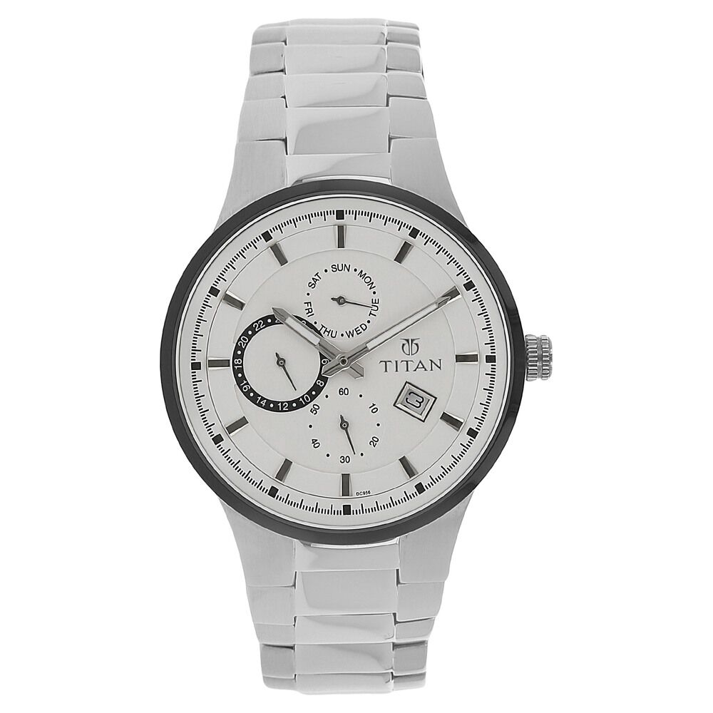 Buy Online Titan Quartz Analog Silver Dial Stainless Steel Strap