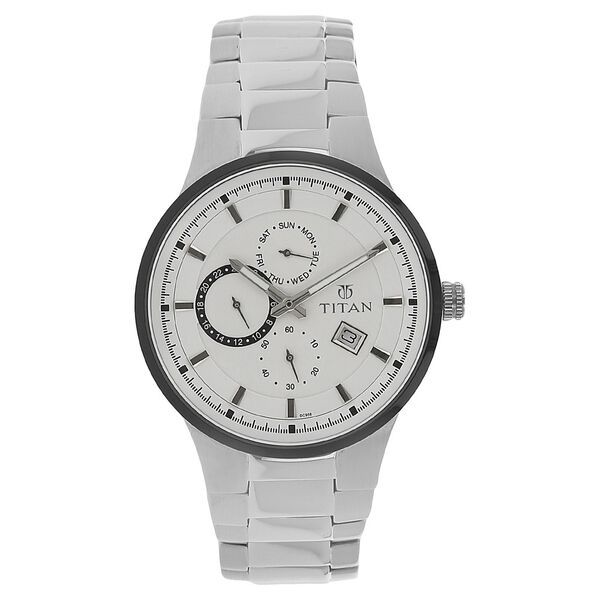 Titan Quartz Analog Silver Dial Stainless Steel Strap Watch for Men - image number 0