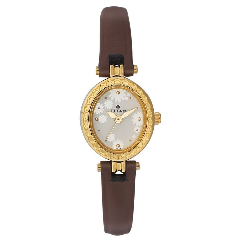 Titan Quartz Analog Champagne Dial Watch for Women
