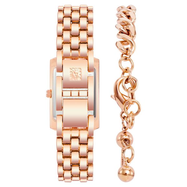 Anne Klein Quartz Analog Rose Gold Dial Rose Gold Metal Strap Rectangular Shaped Watch For Women - image number 2