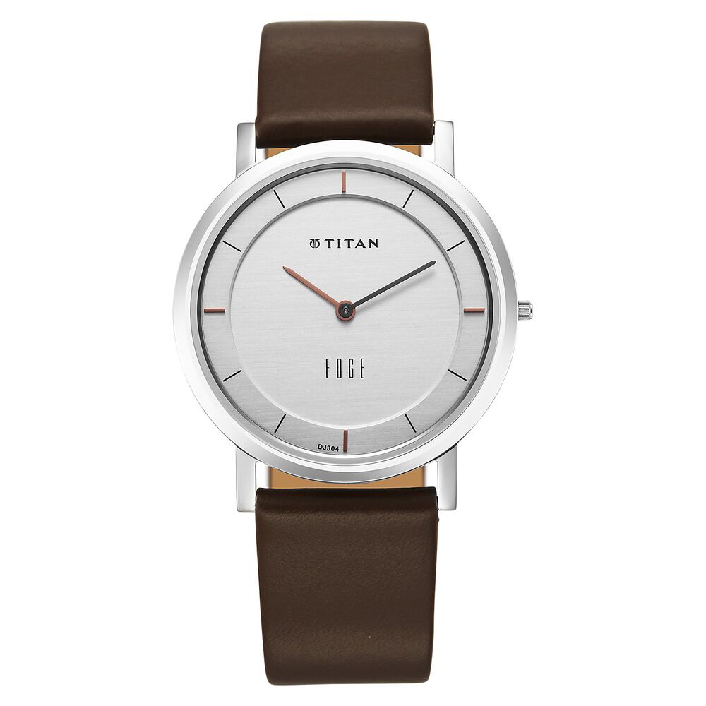 Titan Edge Silver Dial Analog Stainless Steel Leather Strap Watch for Men-image-27