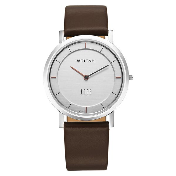 Titan Edge Silver Dial Analog Stainless Steel Leather Strap Watch for Men - image number 0