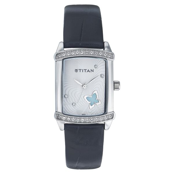 Titan Quartz Analog Silver Dial Leather Strap Watch for Women - image number 0