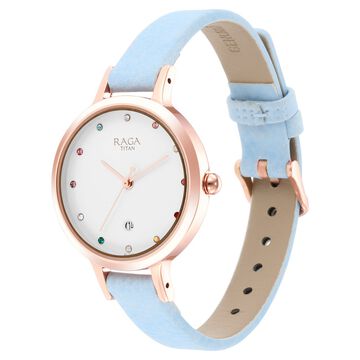 Titan Raga Viva Quartz Analog with Date White Dial Women Watch With Leather Strap