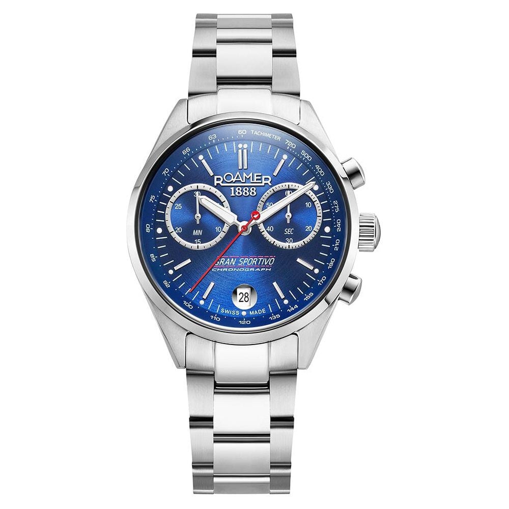 Roamer Gran Sportivo Quartz Chronograph With Date Blue Dial Silver Stainless Steel Strap Watch For Men-picture-27