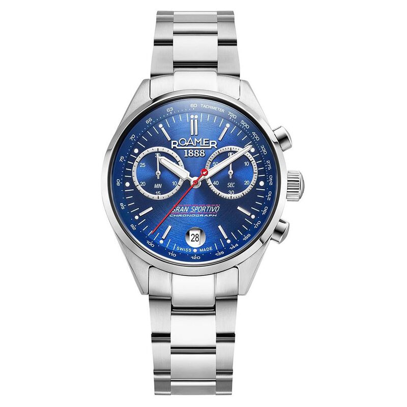 Roamer Gran Sportivo Quartz Chronograph With Date Blue Dial Silver Stainless Steel Strap Watch For Men
