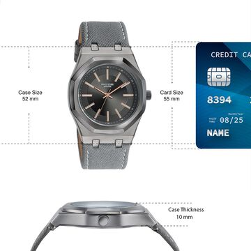 Poze Poze Quartz Analog Grey Dial Grey Denim Strap Watch For Men