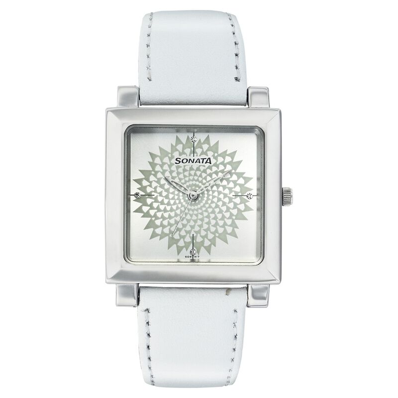 Sonata Quartz Analog Silver Dial Strap Watch for Women